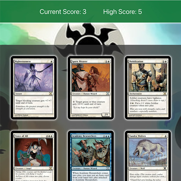 This React app uses a free API to load magic cards before the player begins.